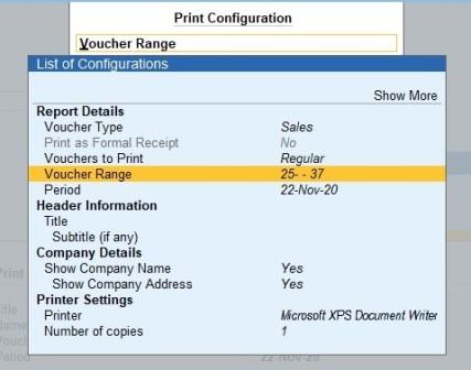 Multi Voucher Printing with Number Range